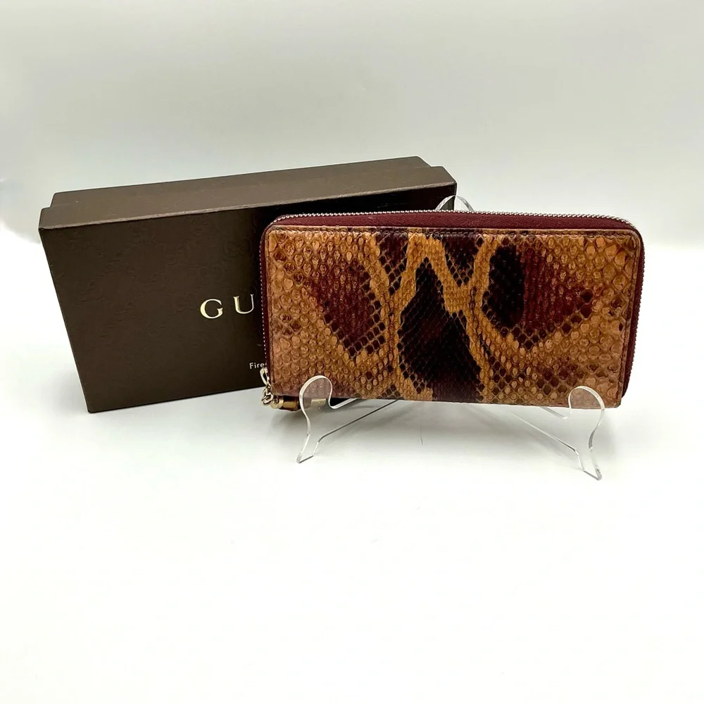 Gucci Python Bamboo Tassel Zippy Wallet #1119 - Picture 2 of 6